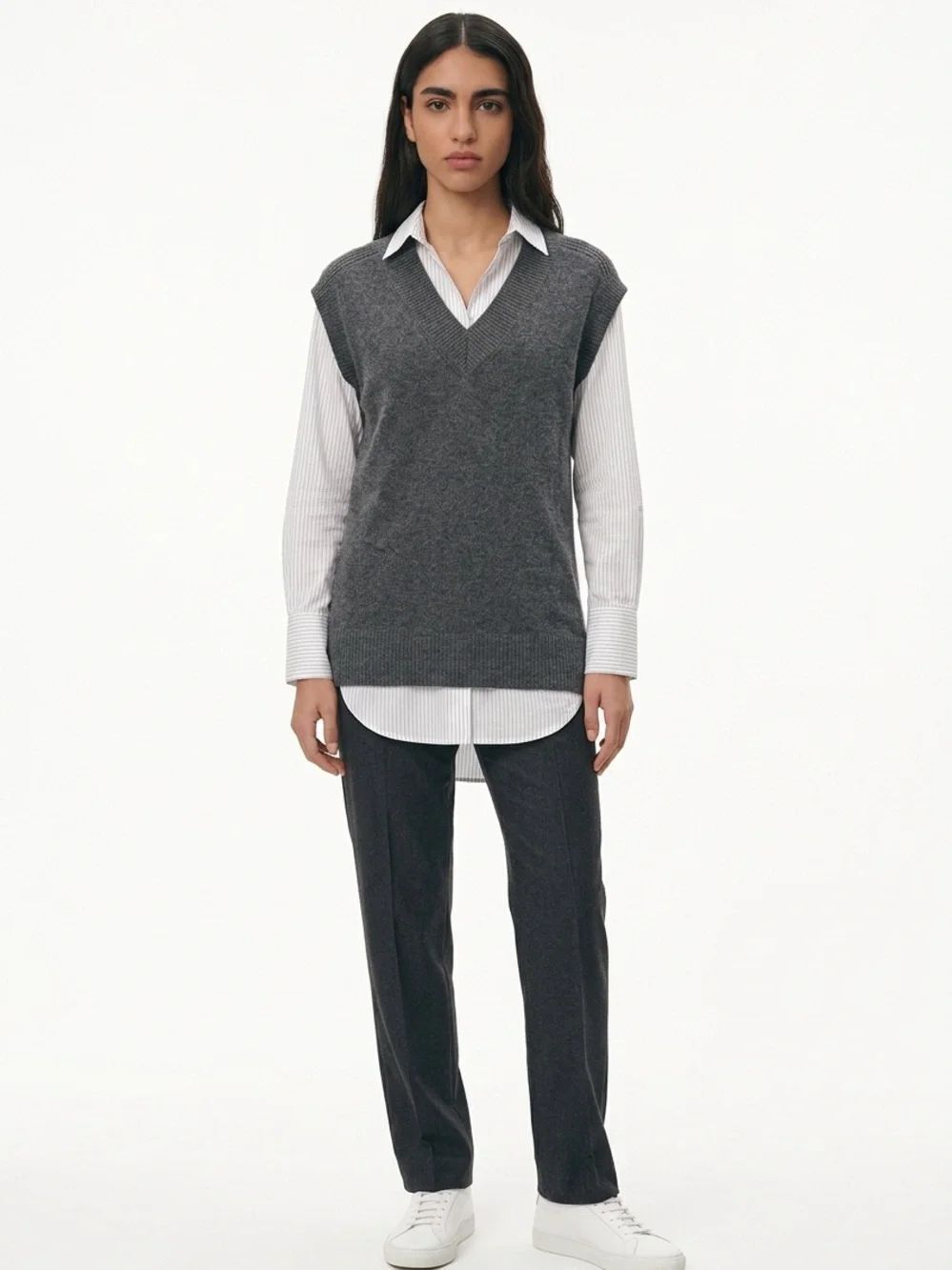 BROCHU WALKER | Wool/Cashmere Layered V Neck Sweater Shirt Women’s Size X-Small